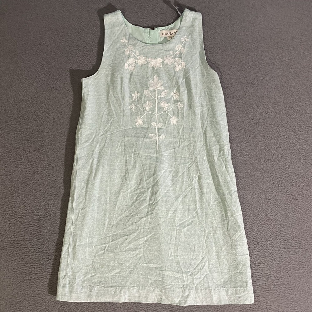 Simply Noelle Dress Womens Small 8-10 Green Sleeveless Embroidered Lined